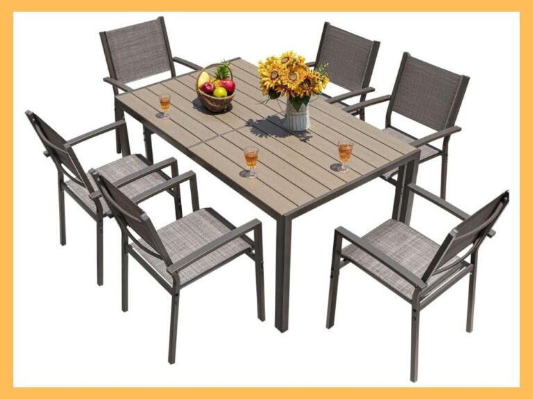 Homall 7-Pc Patio Dining Set w/ Glass Table