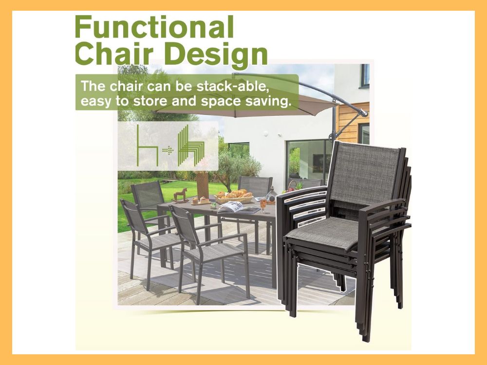 Homall 7-Pc Patio Dining Set w/ Glass Table