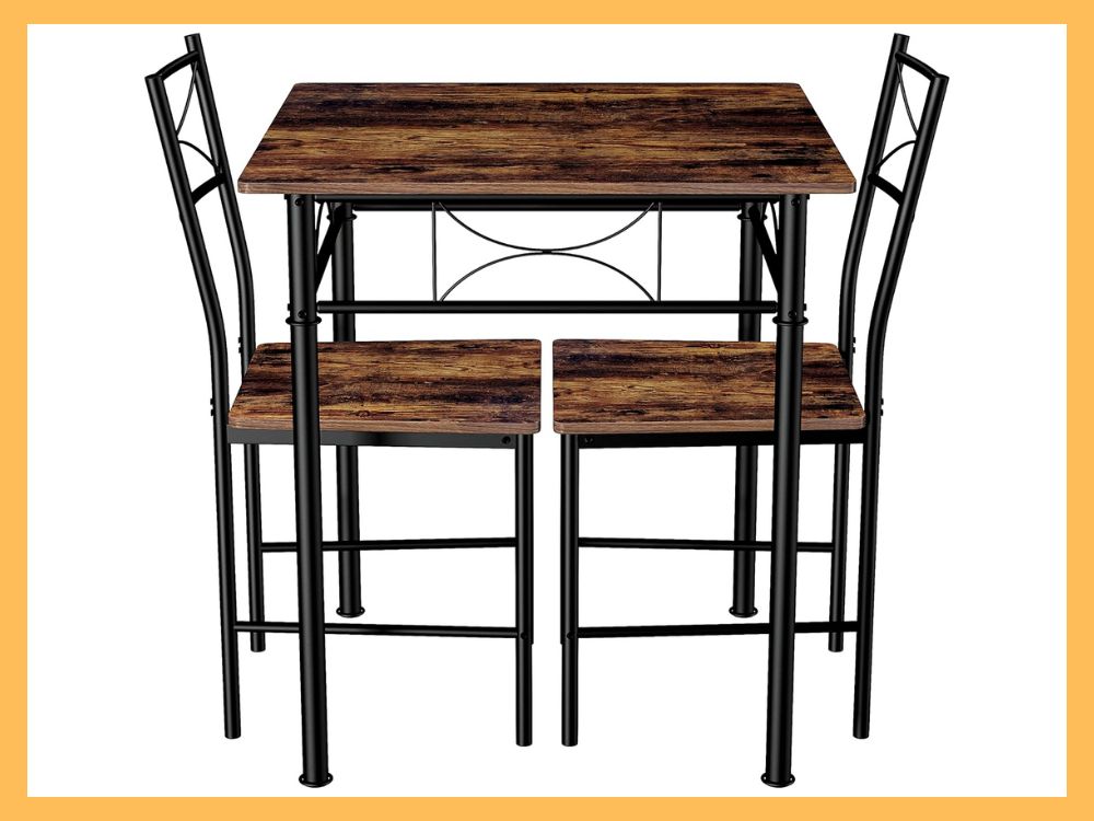 JOIN IRON 3-Piece Small Dining Set (Square Table + 2 Chairs)