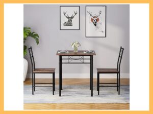 JOIN IRON 3-Piece Small Dining Set (Square Table + 2 Chairs)
