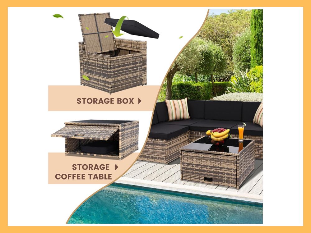 KROFEM 8-Pc Wicker Rattan Outdoor Set