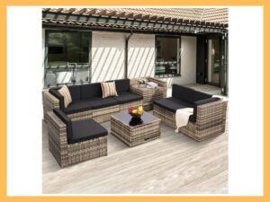 KROFEM 8-Pc Wicker Rattan Outdoor Set
