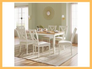 LUXOAK 7-Piece Solid Wood Farmhouse Dining Set