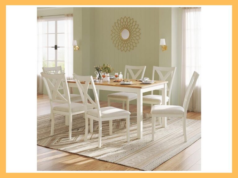 LUXOAK 7-Piece Solid Wood Farmhouse Dining Set