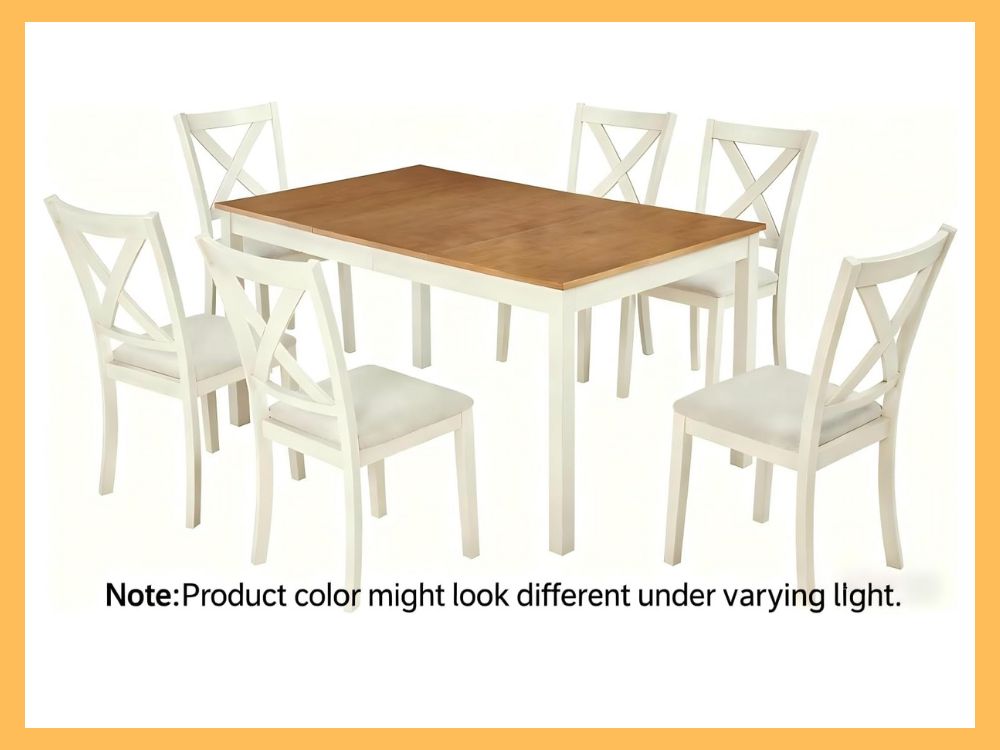 LUXOAK 7-Piece Solid Wood Farmhouse Dining Set