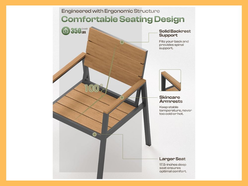 Oasbira 7-Pc Dining, AluminumHDPS Table, GrayTeak