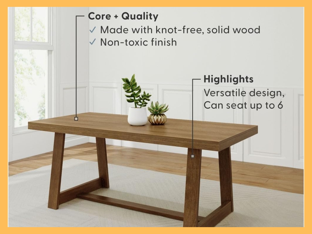 Plank+Beam 72" Solid Wood Farmhouse Dining Table