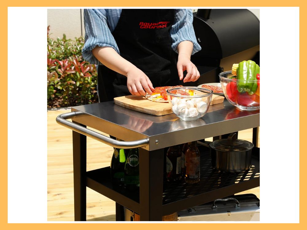 Royal Gourmet PC3404S Rolling Prep Cart, 34x20 Top