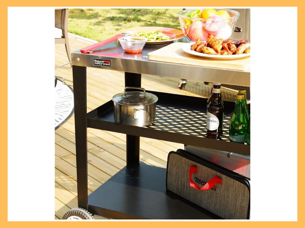 Royal Gourmet PC3404S Rolling Prep Cart, 34x20 Top