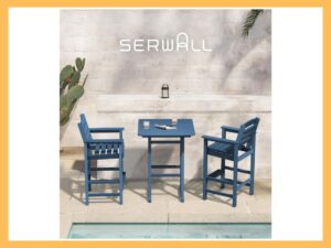 SERWALL Balcony Adirondack 3-Pc Bar Set, Blue