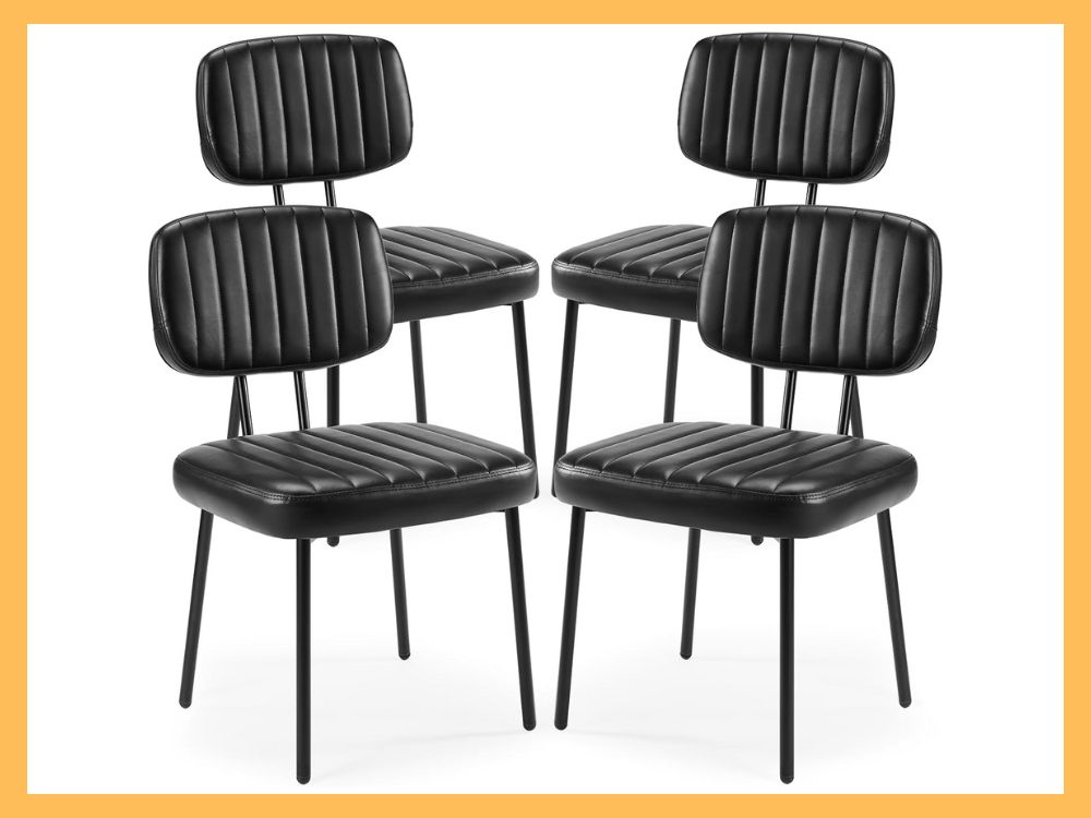 Sweetcrispy Faux Leather Dining Chairs, 4-Pack
