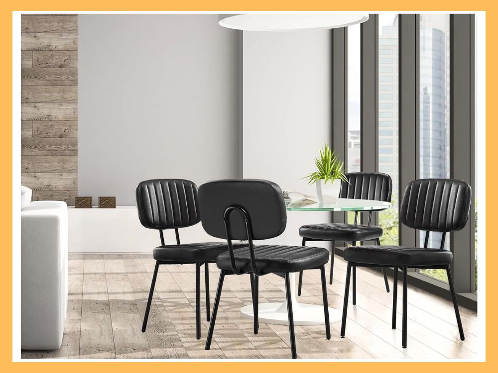 Sweetcrispy Faux Leather Dining Chairs, 4-Pack