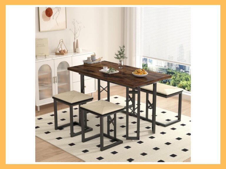 VECELO 43.3 Farmhouse Dining Set with 3 Benches