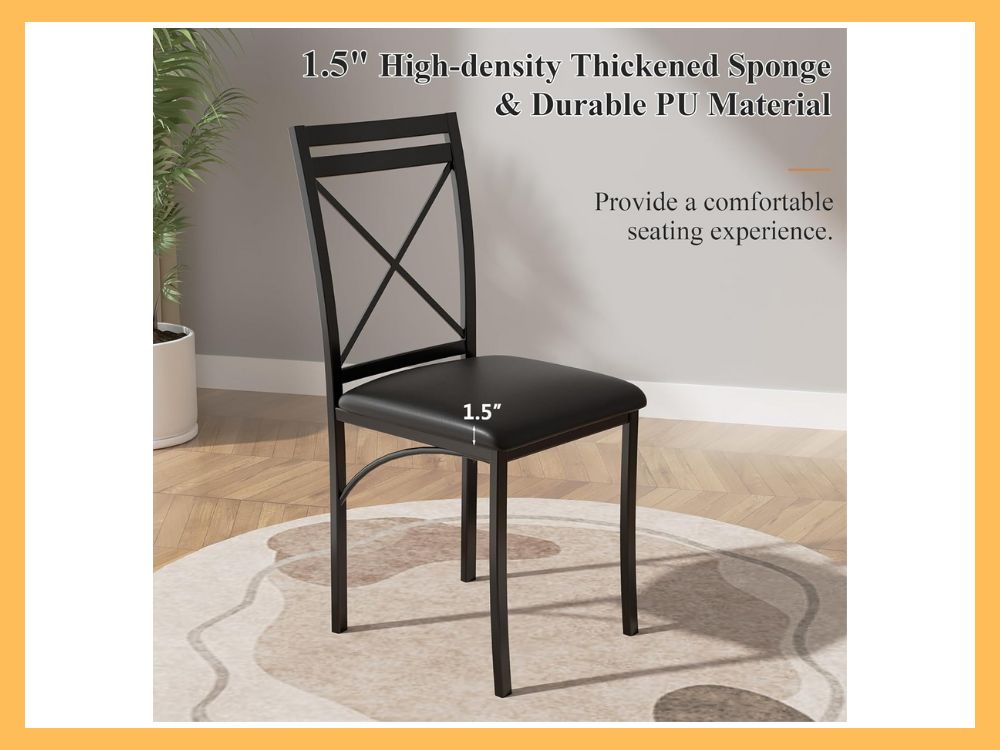 VECELO 5-Pc Round Faux Marble Dining Set