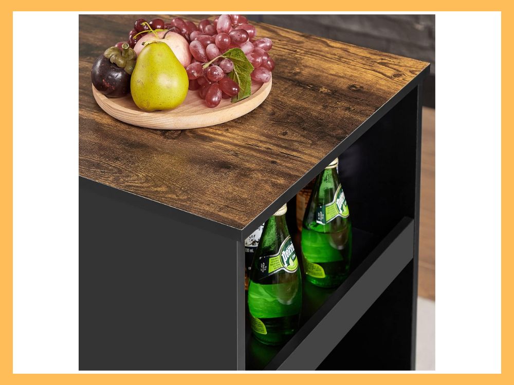 VECELO Small Bar Table Set w Shelves (3-Pc)