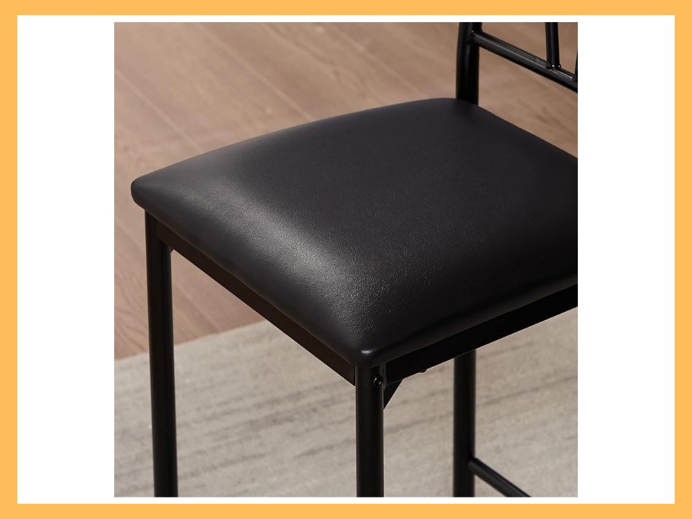 VECELO Small Bar Table Set w Shelves (3-Pc)