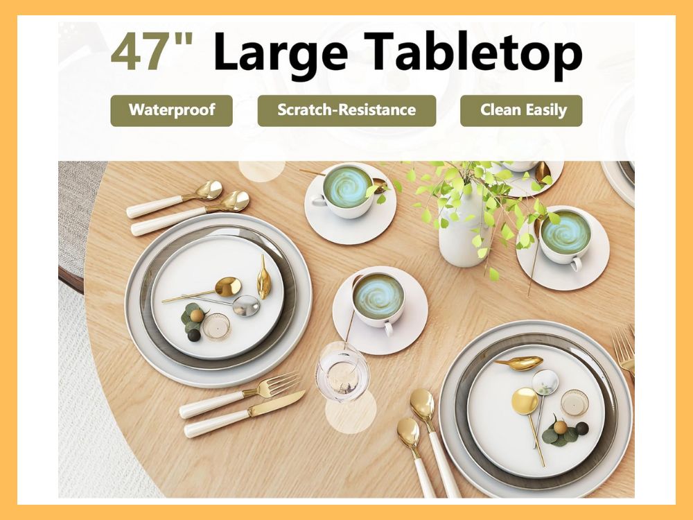 Weselon 47 Round Dining Table w Hidden Storage