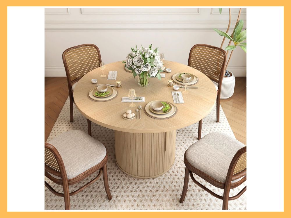 Weselon 47 Round Dining Table w Hidden Storage