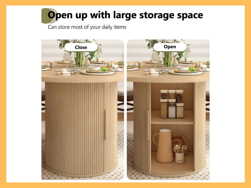 Weselon 47 Round Dining Table w Hidden Storage