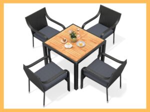 YITAHOME 4-Seat Wicker Patio Dining Set