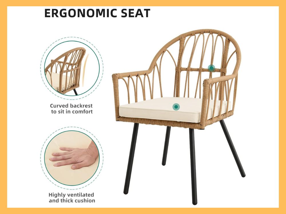 YITAHOME 5-Pc Wicker Round Dining w Umbrella, Beige