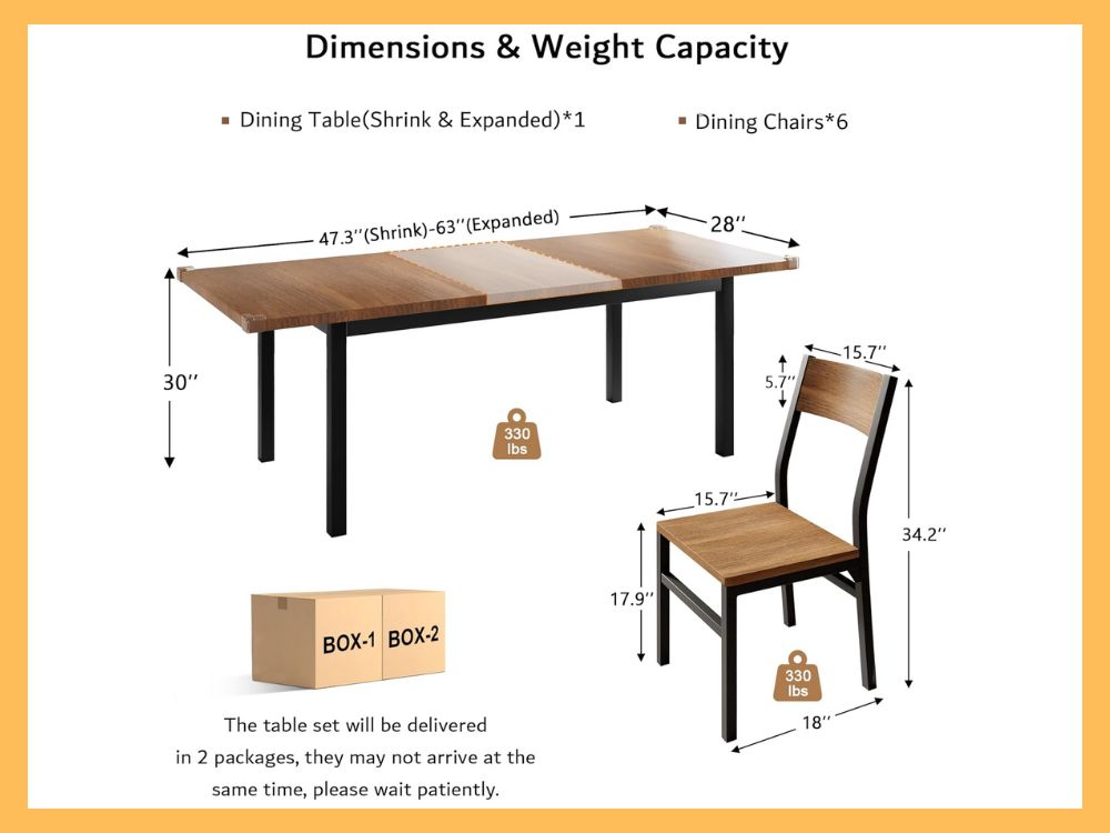 iPormis 7-Piece Extendable Dining Set (Walnut)
