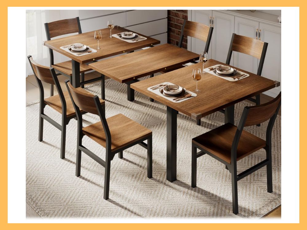 iPormis 7-Piece Extendable Dining Set (Walnut)