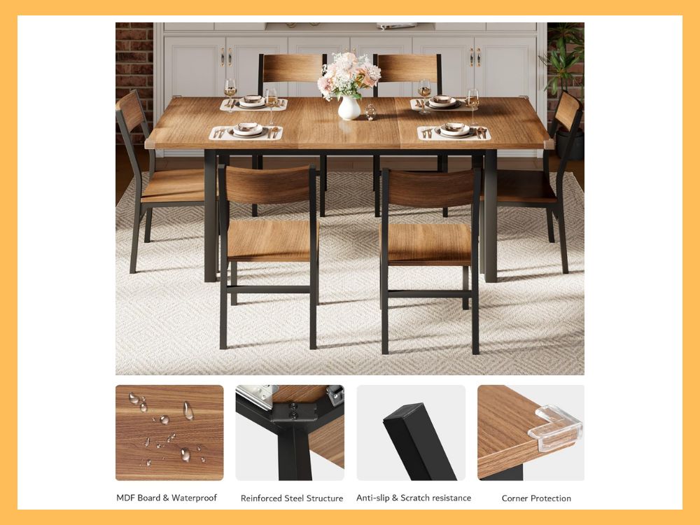 iPormis 7-Piece Extendable Dining Set (Walnut)