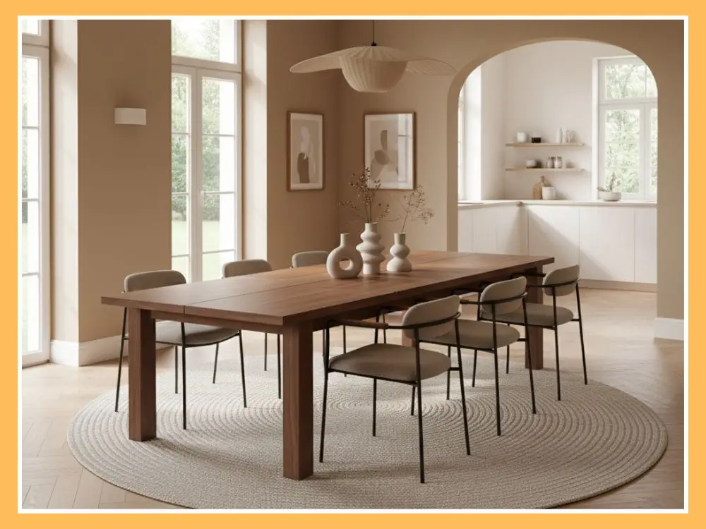 DMAITH Extendable Walnut Dining Table