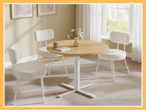 VASAGLE Small Round Dining Table Oka Beige