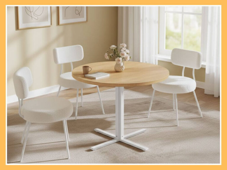 VASAGLE Small Round Dining Table Oka Beige